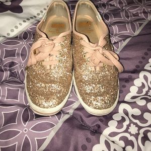 Kate spade rose gold glitter keds