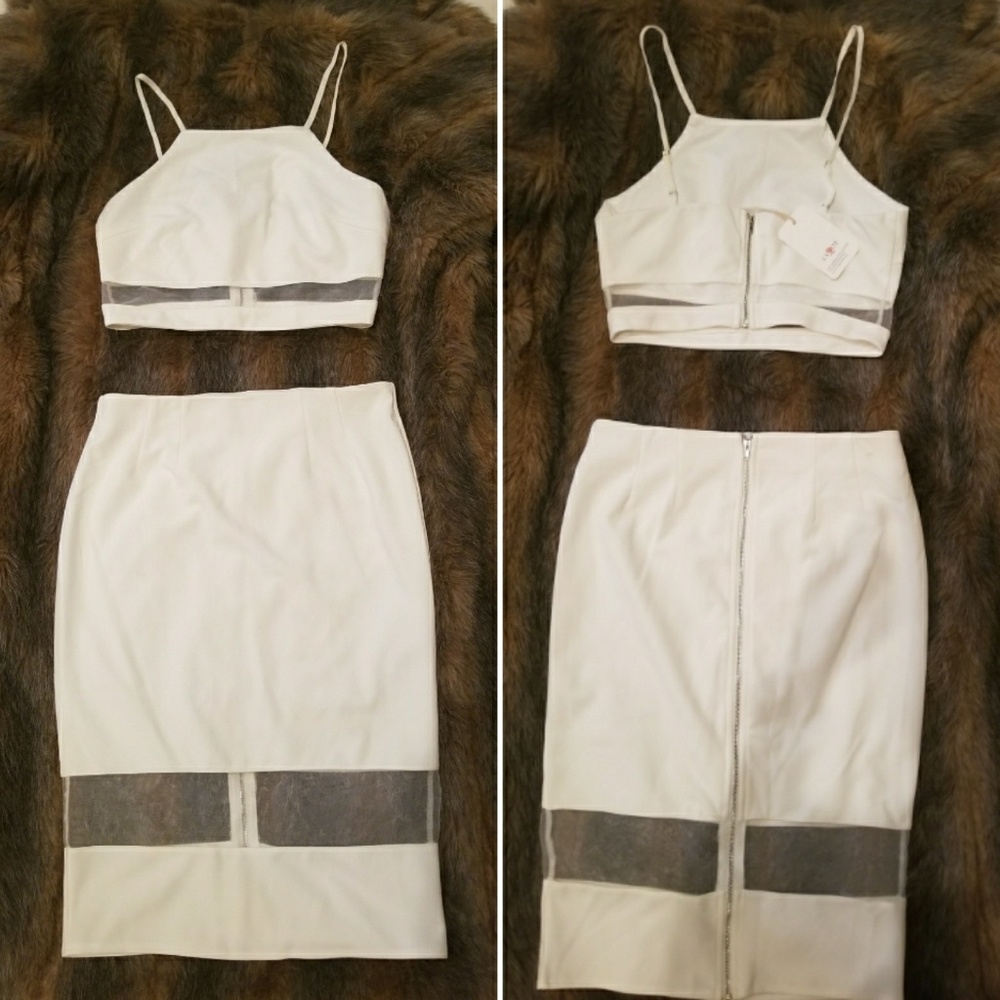 NWT White L'atiste Crop Top and Skirt FINAL PRICE