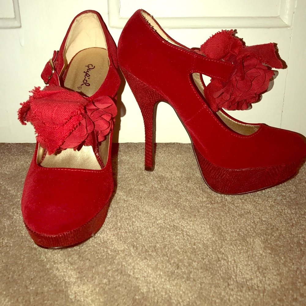 Red suede heels!