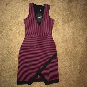 Ribbed asymmetric bodycon dress