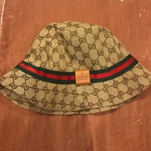Gucci beige original GGcanvas fedora trademark hat