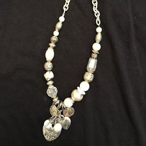 White and silver beaded necklace