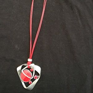 Red and silver pendant necklace