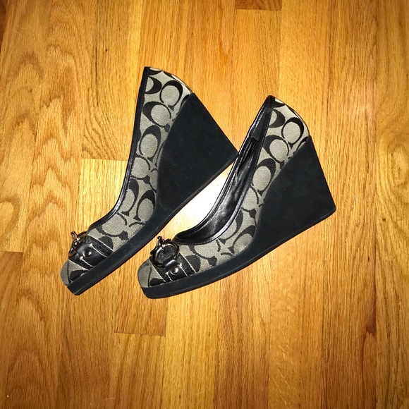 Coach Izzy Black Round Toe Wedges - Picture 3 of 3