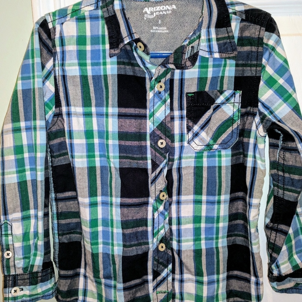 Boys Long Sleeve Plaid Button Down Shirt