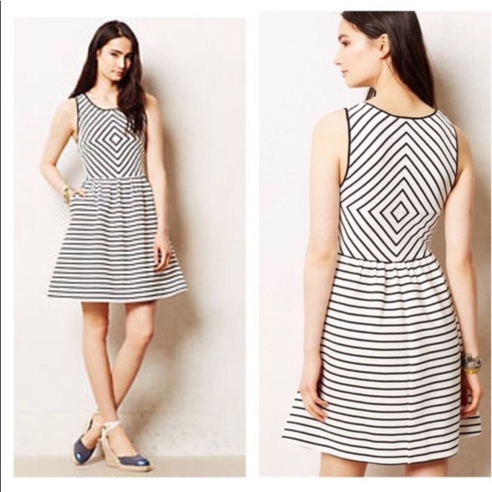 Anthropologie black and white diamond dress