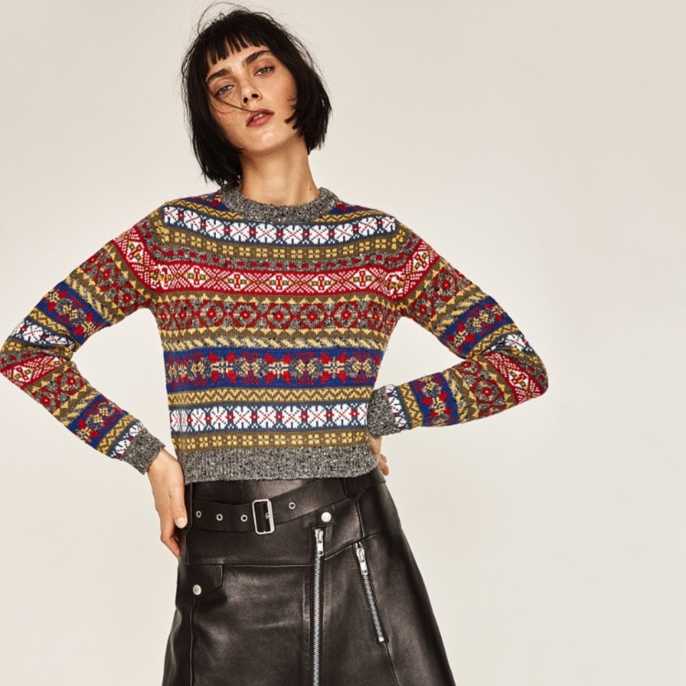 Zara multicolor winter/ holiday sweater.
