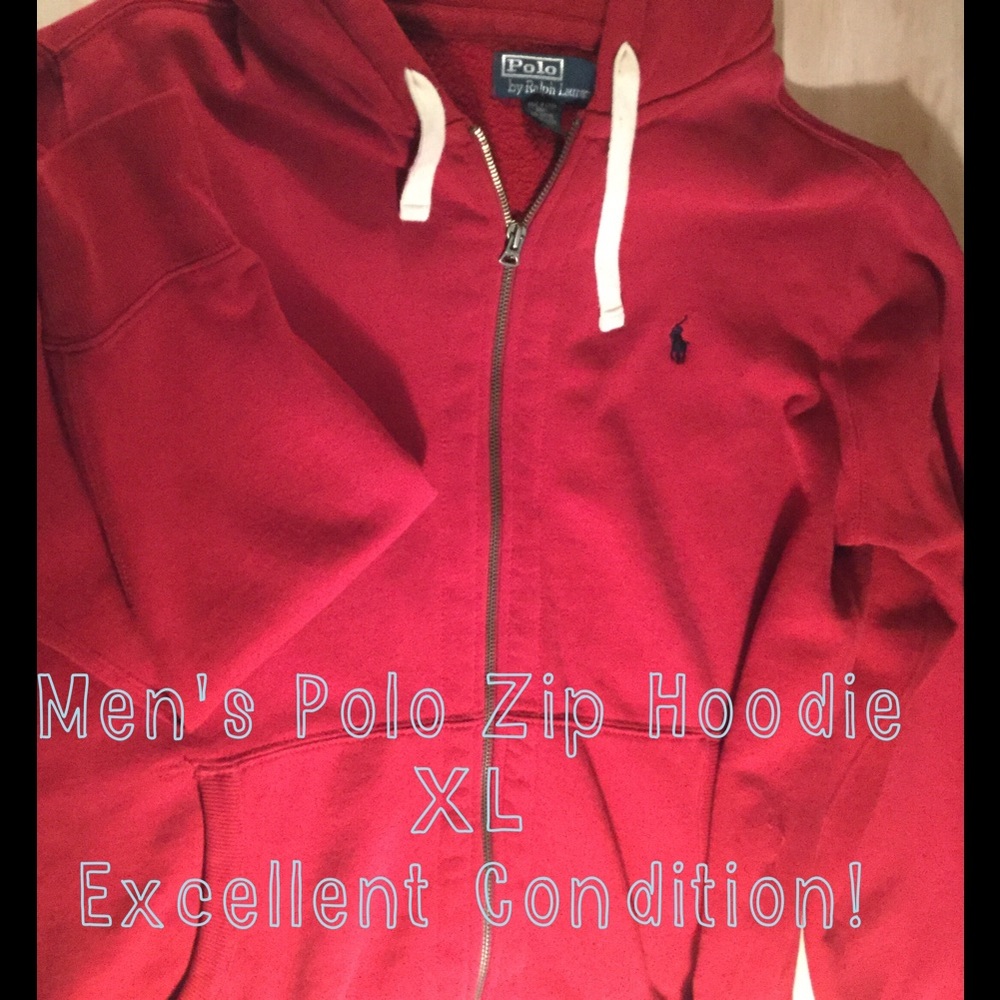 Men's full zip red Ralph Lauren Polo hoodie