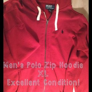 Men's full zip red Ralph Lauren Polo hoodie
