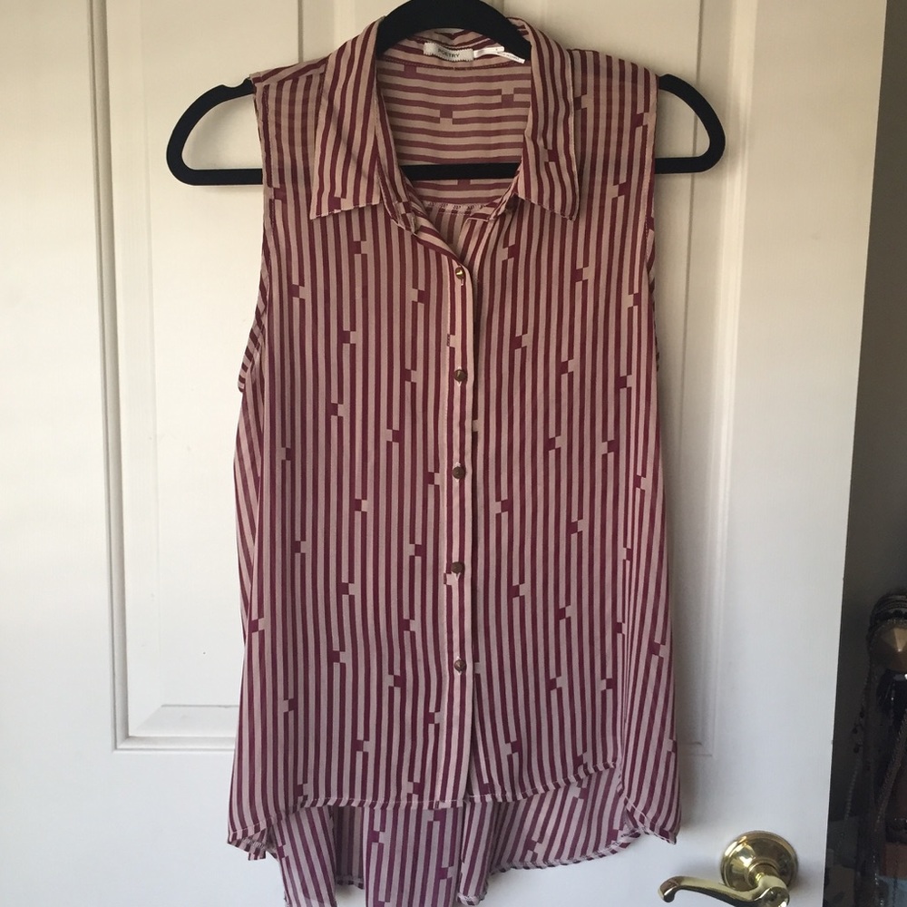 Burgundy striped blouse