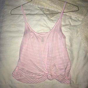 cropped baby pink stripped tank