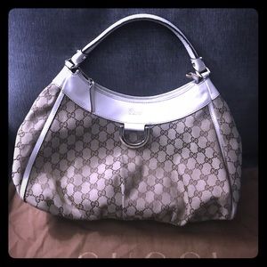 SALE! 💯 authentic Gucci D Ring Bag leather trim