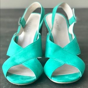 Nine West Turquoise Sandal Heels, Size 7