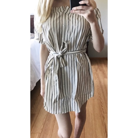 Striped Off Shoulder Dress - Picture 2 of 2
