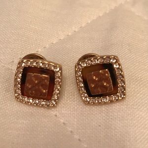Tory Burch McCoy Pave Logo Stud Earrings