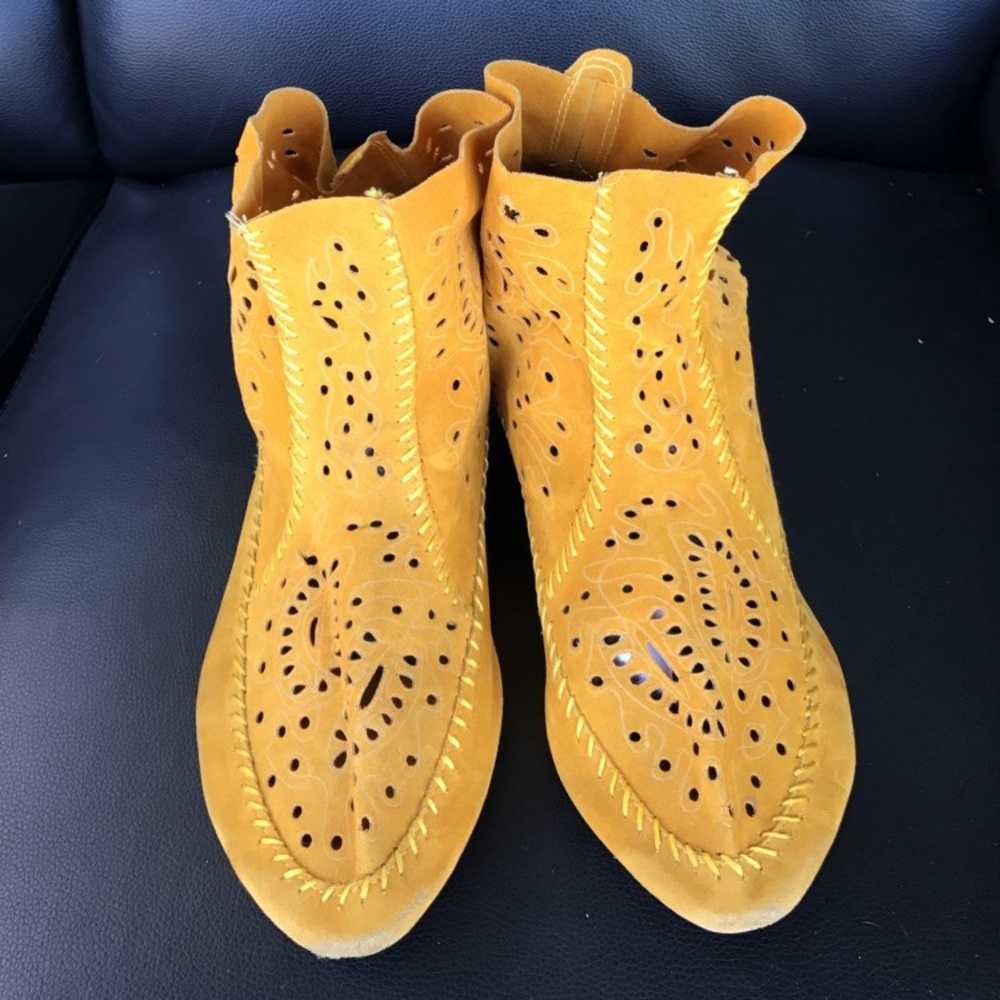 Stylish mustard yellow boho booties