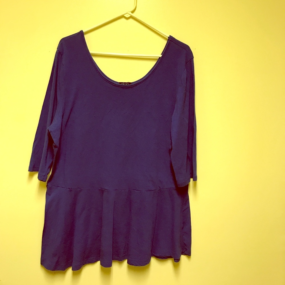 Blue three quarter length sleeve baby doll top