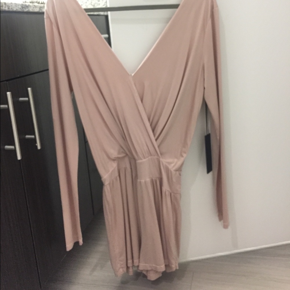 YFB Clothing Blair Surplice Draped Romper in blush - Picture 2 of 4