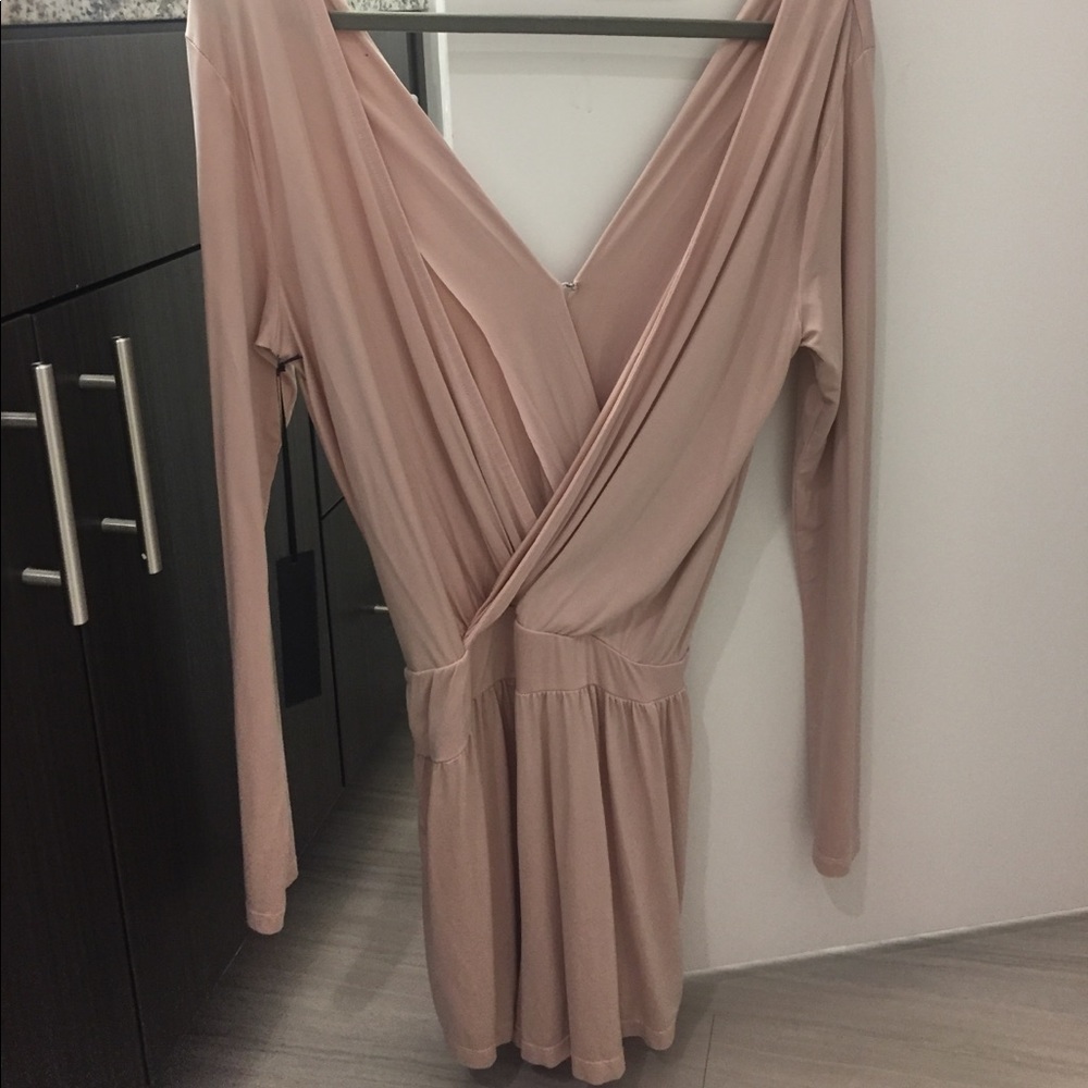 YFB Clothing Blair Surplice Draped Romper in blush - Picture 4 of 4