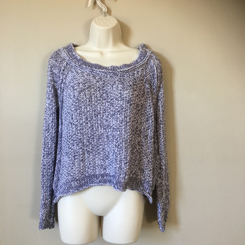 Free People purple and white cable knit sweater S