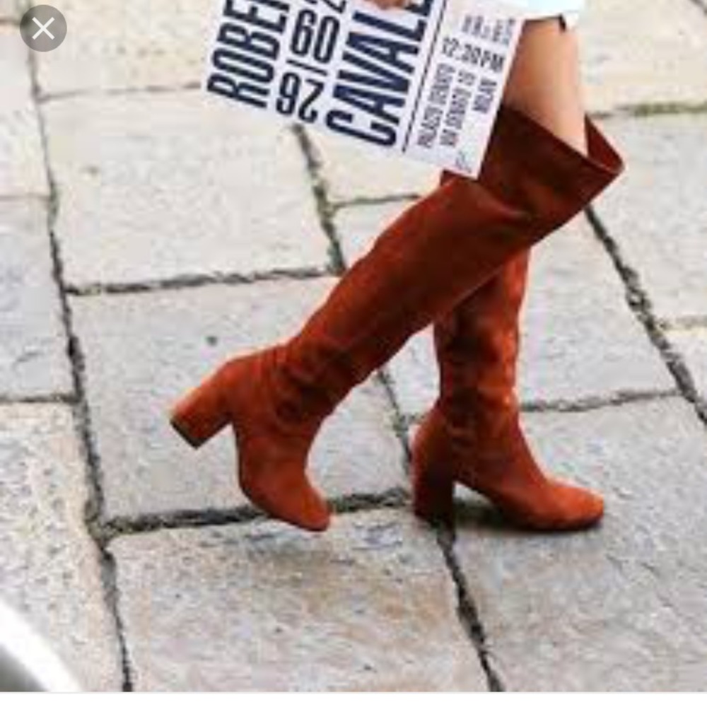 Zara brown suede over the knee lace up boots