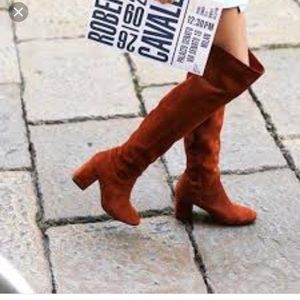 Zara brown suede over the knee lace up boots