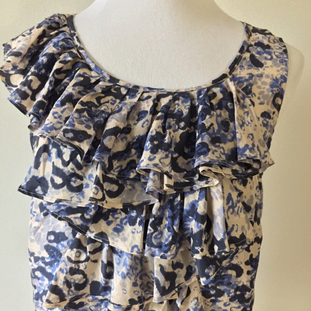 CAbi Silk Ruffle Animal Print Blouse - Picture 6 of 7