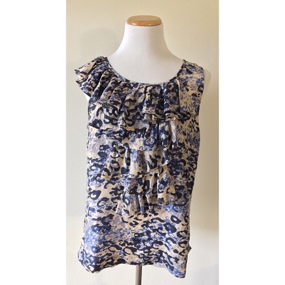 CAbi Silk Ruffle Animal Print Blouse - Picture 3 of 7