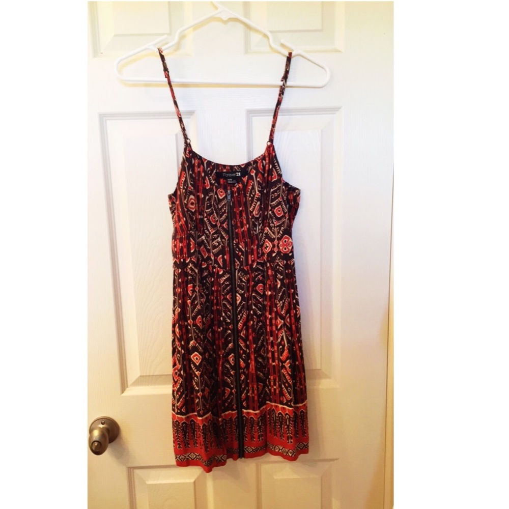 Aztec print zipper dress
