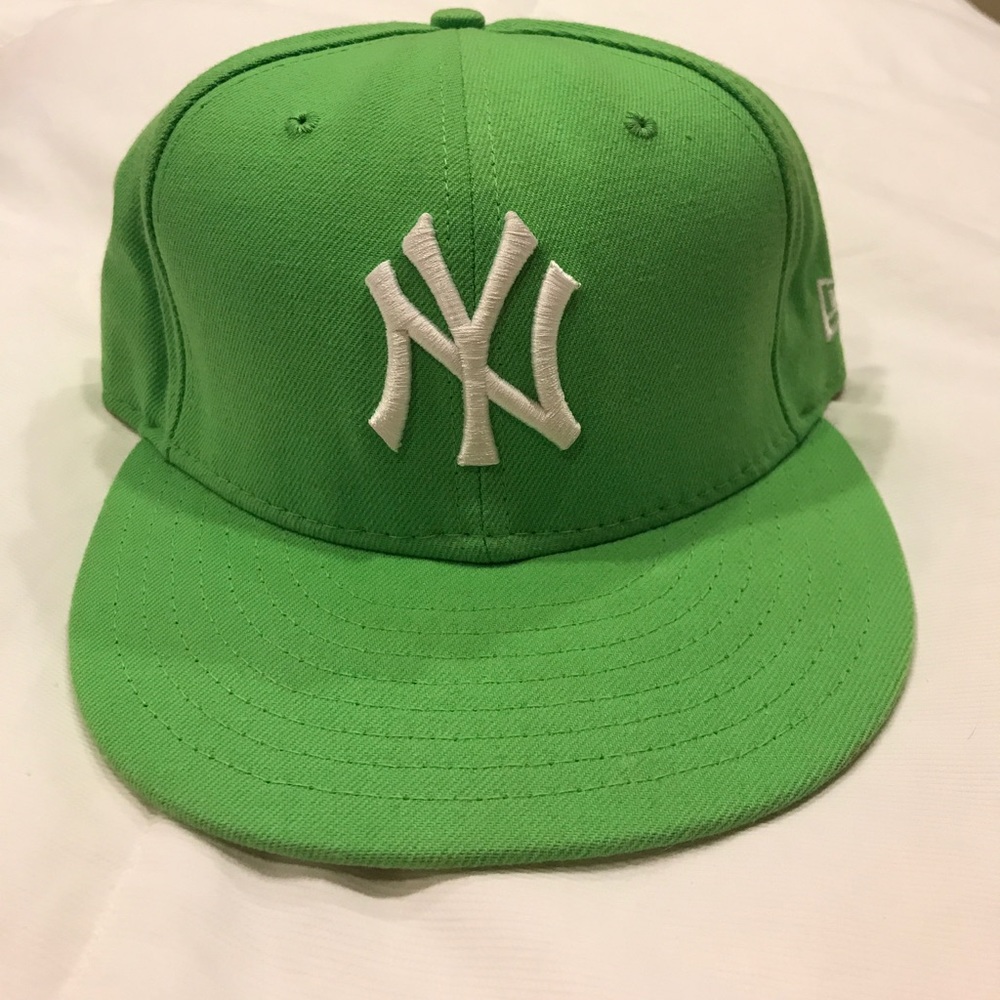 Lime green Yankees fitted hat