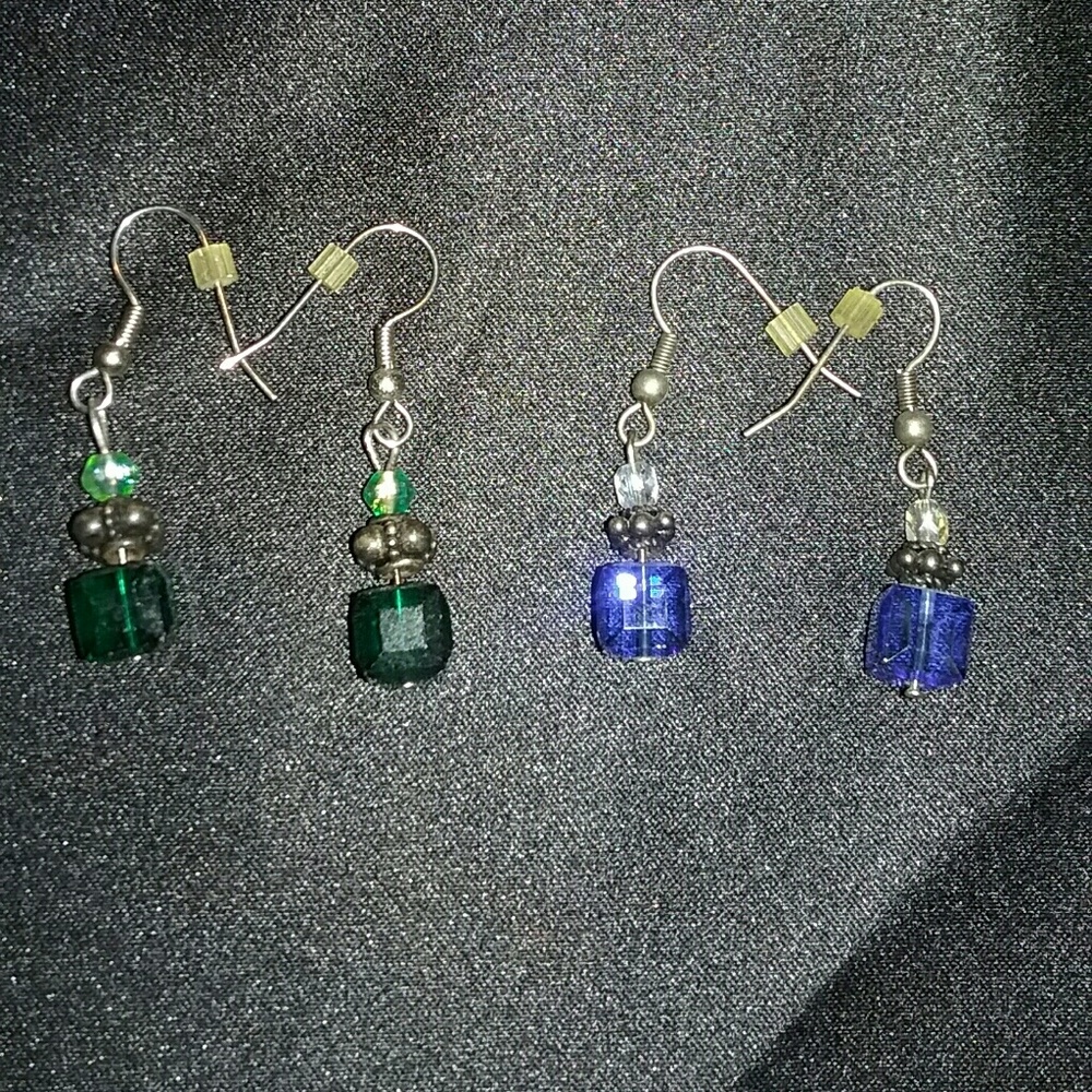 2 pairs of  cubed Crystal earrings