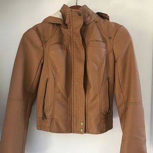 Brown leather jacket by Guess