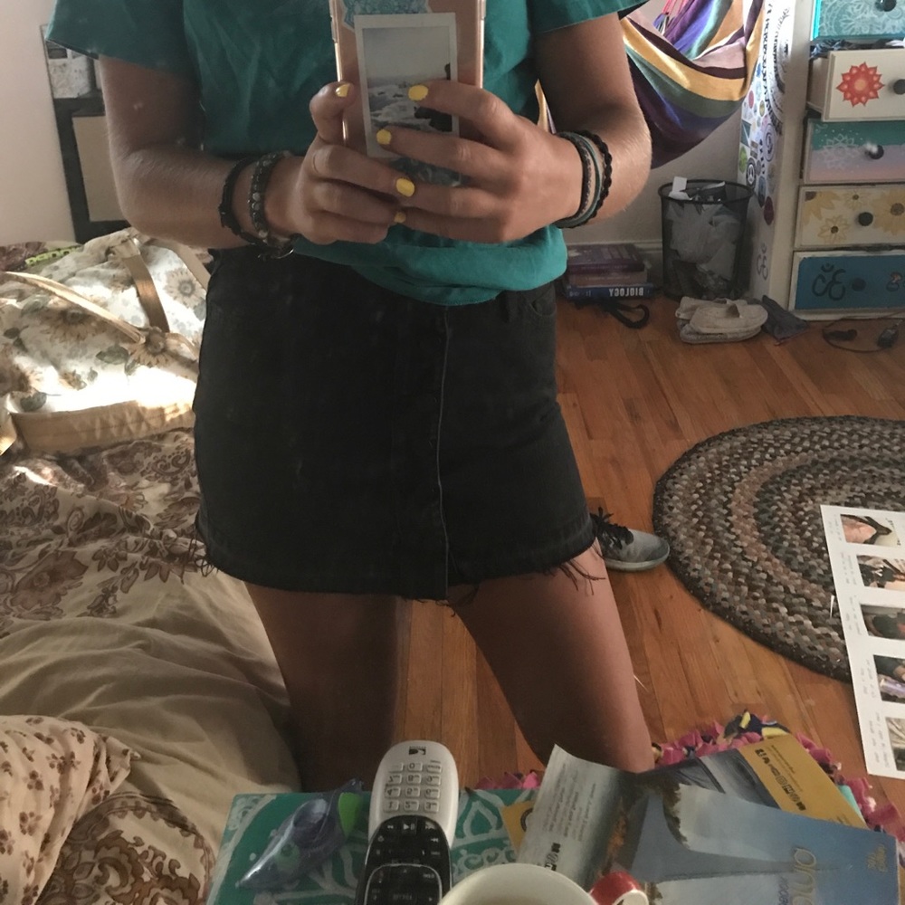 black buttoned skirt