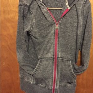 Gray roxy zip up hoodie size L in great condition