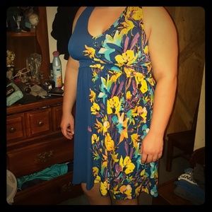 Blue flower halter dress