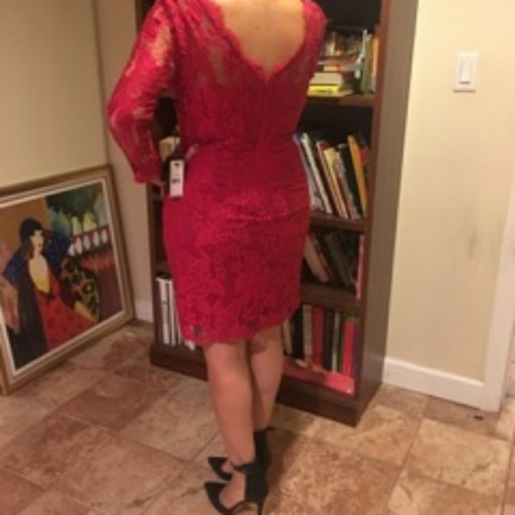 💕Adrianna Papell💕 Red Lace Dress😍New with Tags - Picture 2 of 4