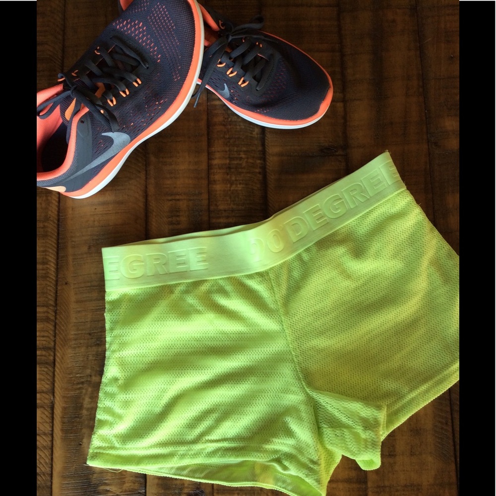 Florescent green mesh work out shorts