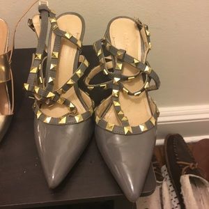 Bcbg studded gray heels