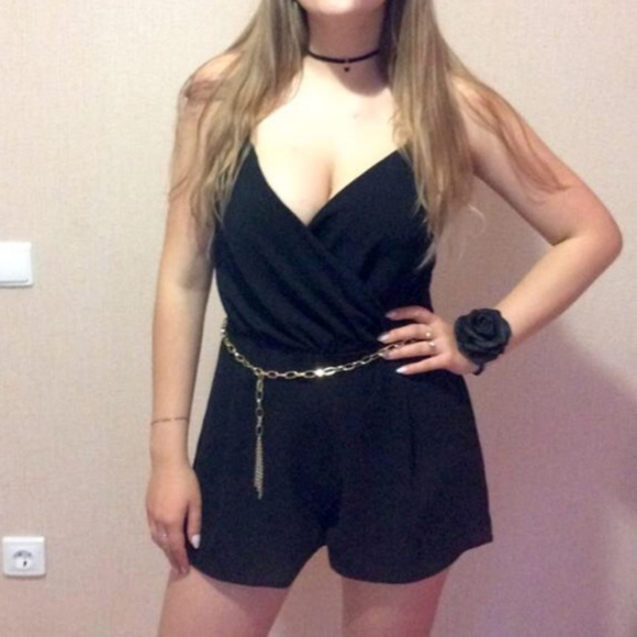 Black Summer Shorts Romper Jumper Beach Dress NWT - Picture 4 of 8