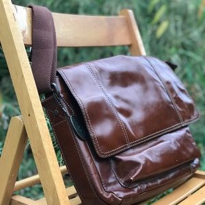 Fossil Brown Leather Messenger Bag