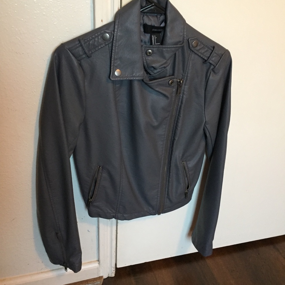 Gray leather jacket