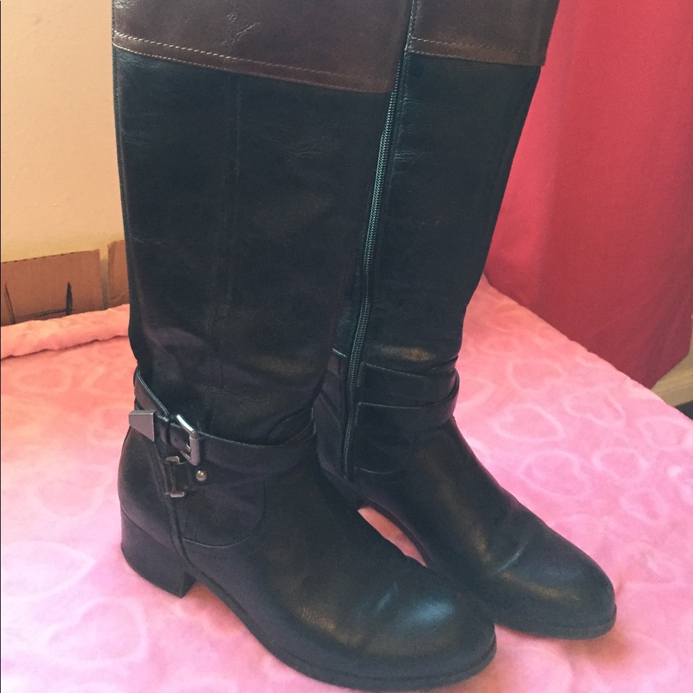 Black & brown leather boots
