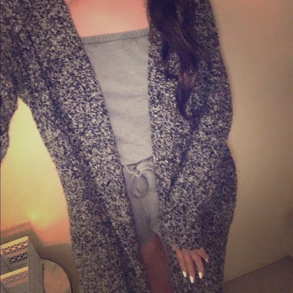 H&M Sweaters - Marled long hooded cardigan