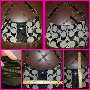 Coach F19218 Signature Stripe Demi Fabric Blk Pate