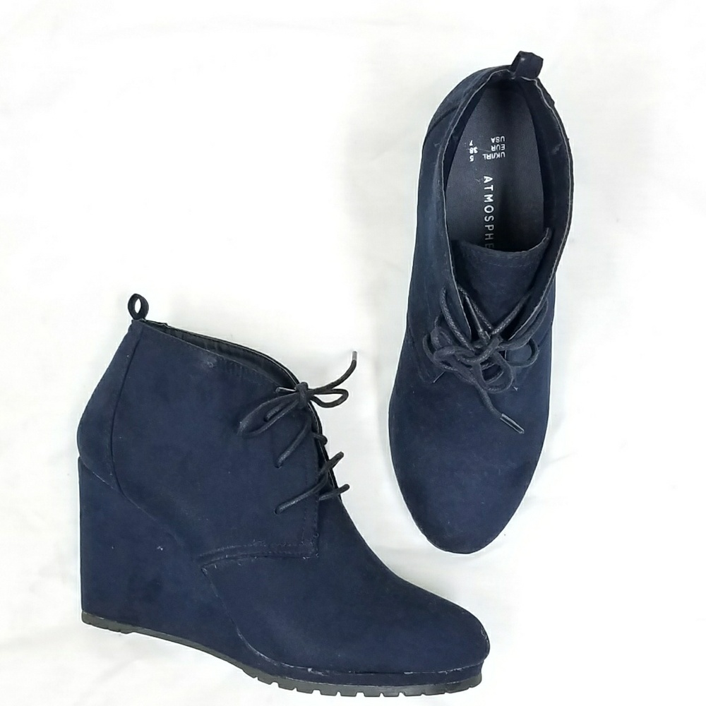 Navy Faux Suede Booties