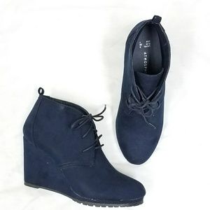 Navy Faux Suede Booties