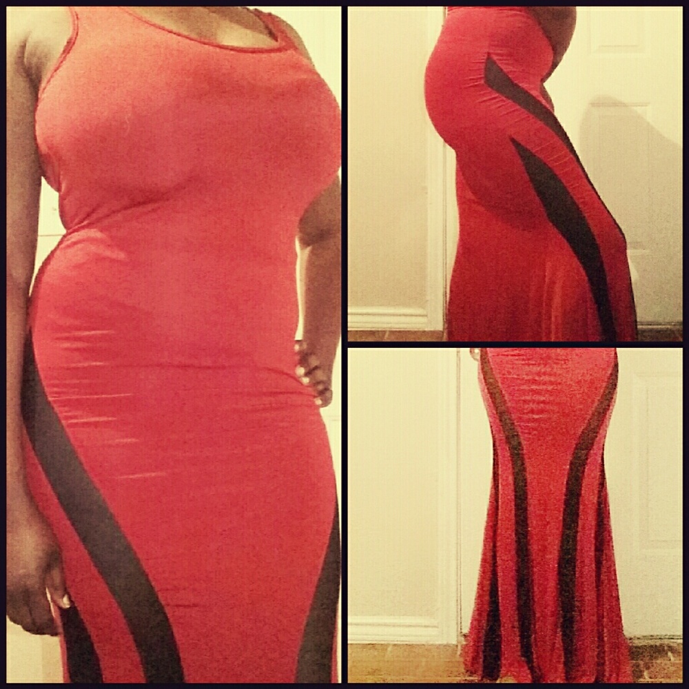 Red Maxi Mesh Dress