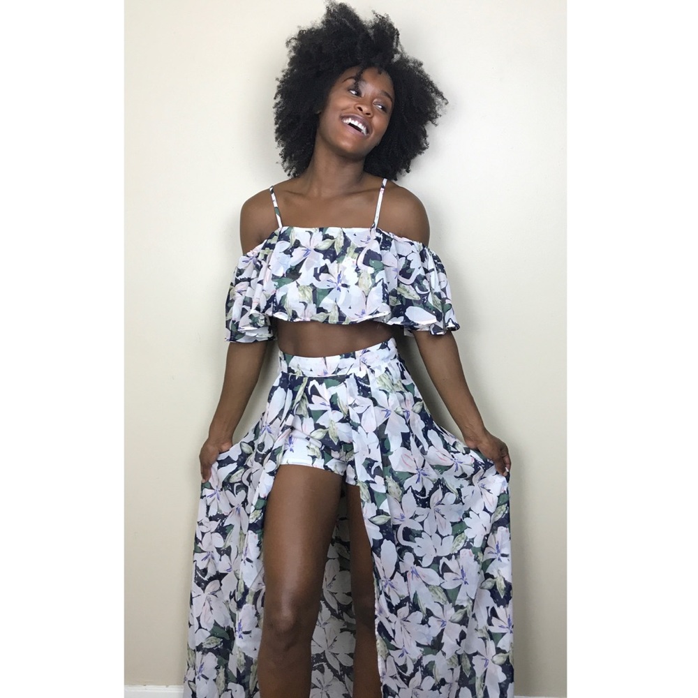☀️ Floral Crop Top & Maxi Shorts Set - Picture 7 of 8