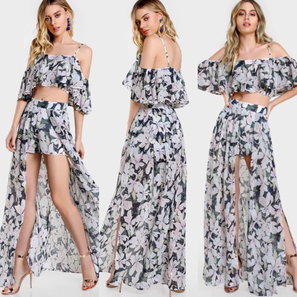 ☀️ Floral Crop Top & Maxi Shorts Set - Picture 2 of 8