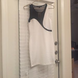 White w/ black mesh mini dress